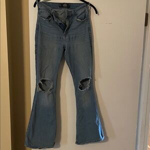 Hollister Light Blue Distressed Flare Jeans
